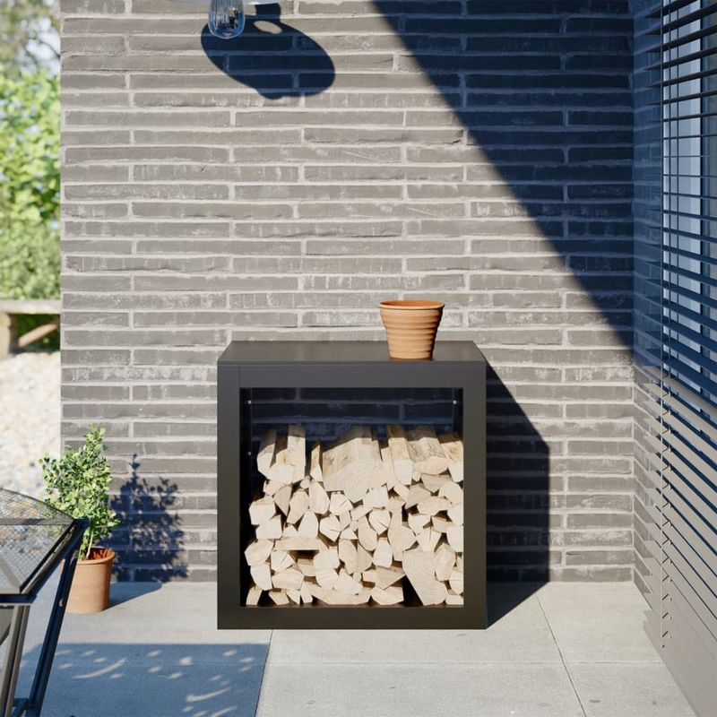 Casa si Gradina - Termice - Sobe, Seminee si accesorii - Accesorii seminee si sobe - Rastel pentru lemne de foc, negru, 60x40x60 cm, otel - Infinity.ro