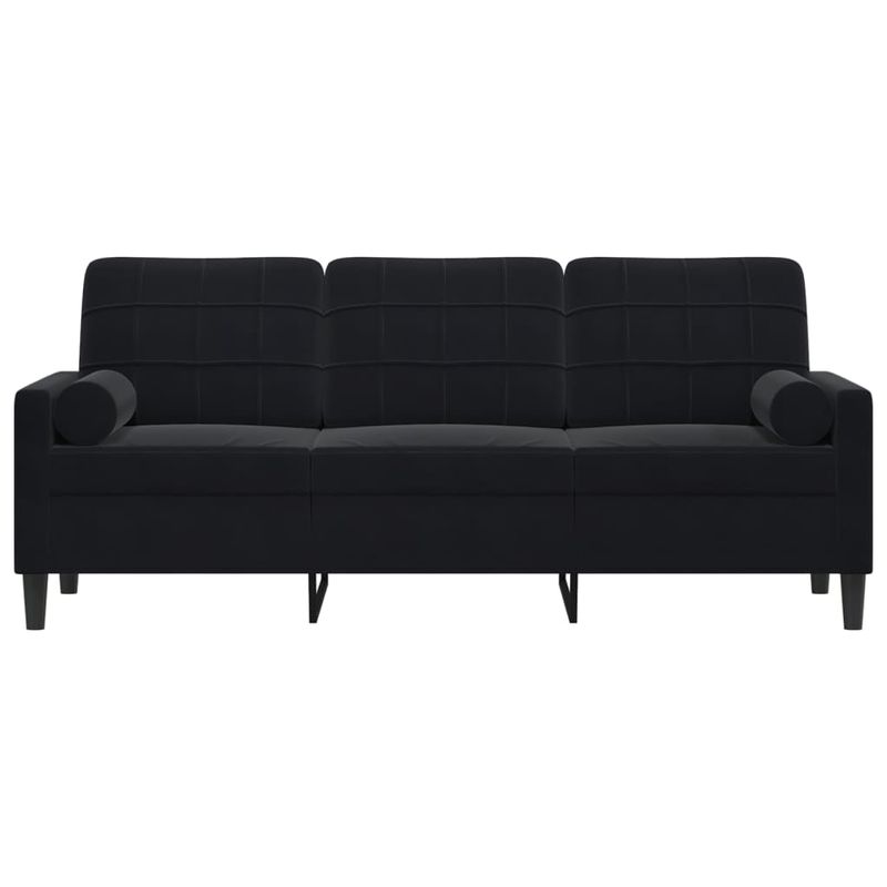 Casa si Gradina - Mobilier - Canapele si coltare - Canapele - Canapea cu 3 locuri cu pernute, negru, 180 cm, catifea - Infinity.ro