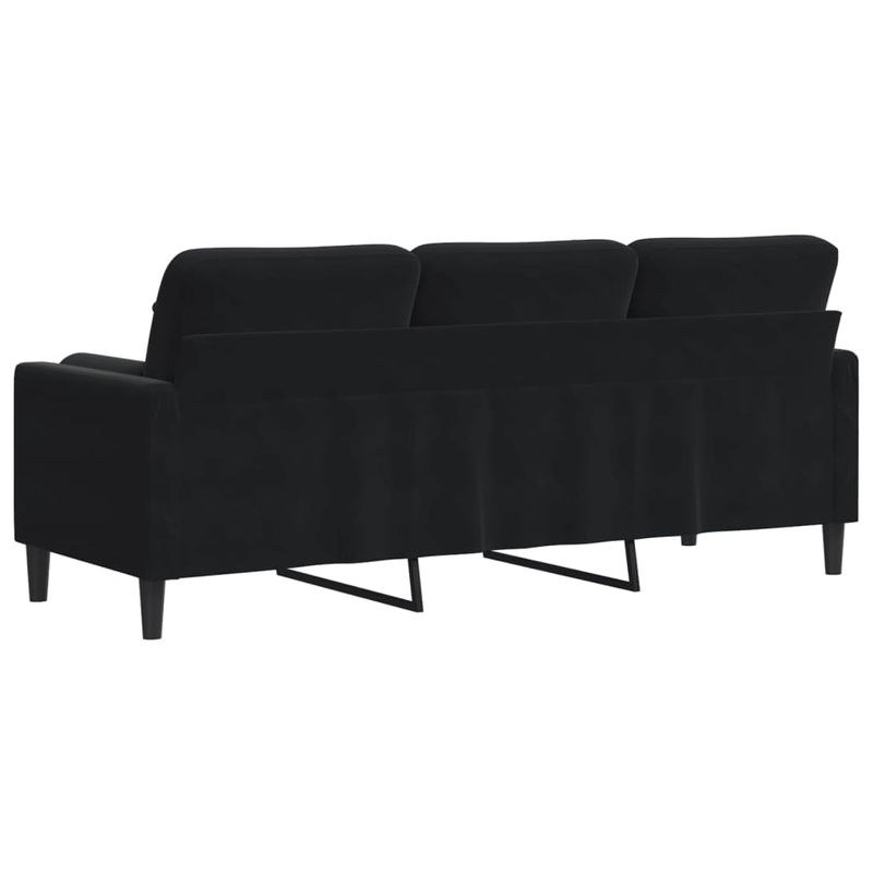 Casa si Gradina - Mobilier - Canapele si coltare - Canapele - Canapea cu 3 locuri cu pernute, negru, 180 cm, catifea - Infinity.ro