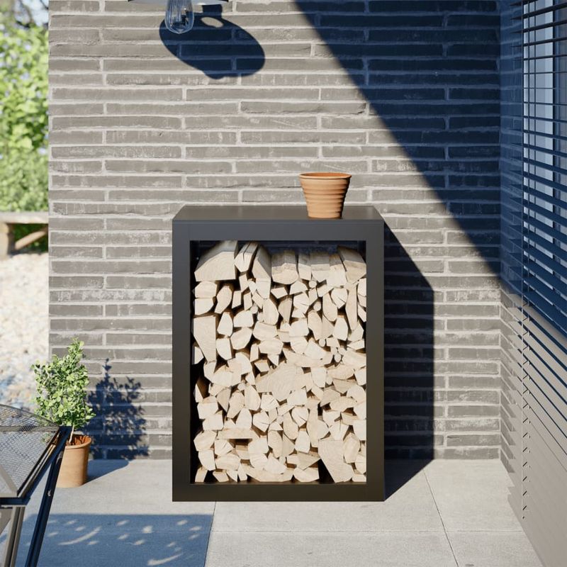 Casa si Gradina - Termice - Sobe, Seminee si accesorii - Accesorii seminee si sobe - Rastel pentru lemne de foc, negru, 60x40x80 cm, otel - Infinity.ro