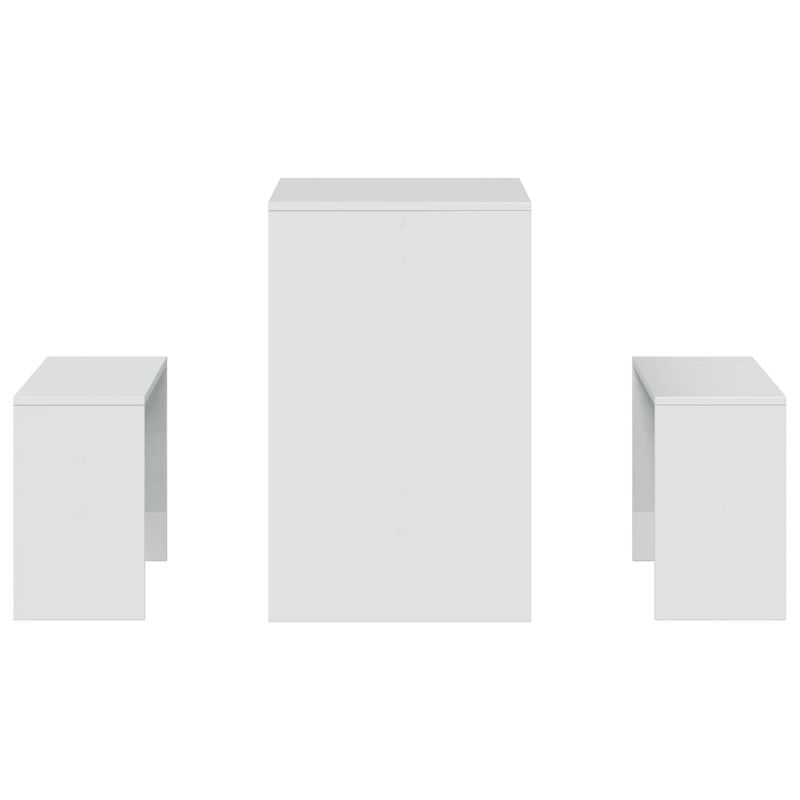 Casa si Gradina - Mobilier - Seturi de mobilier - Seturi bucatarie - Set masa și banci de bucatarie, 3 piese, alb foarte lucios, lemn prelucrat - Infinity.ro