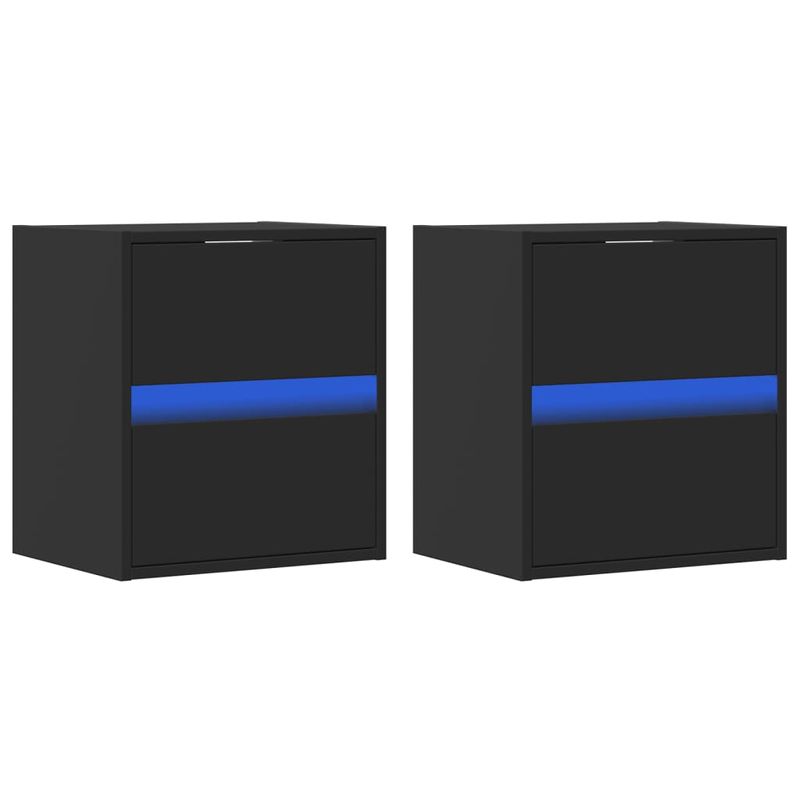 Casa si Gradina - Mobilier - Comode si corpuri - Comode - Comode TV de perete cu lumini LED, 2 buc., negru, 41x31x45 cm - Infinity.ro