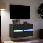 Casa si Gradina - Mobilier - Comode si corpuri - Comode - Comode TV de perete cu lumini LED, 2 buc., negru, 41x31x45 cm - Infinity.ro