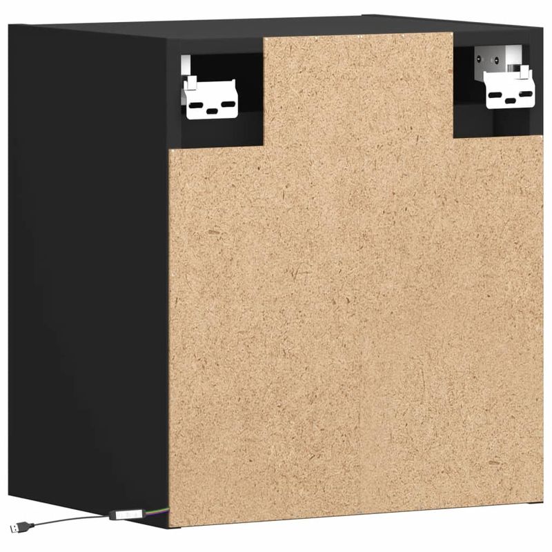 Casa si Gradina - Mobilier - Comode si corpuri - Comode - Comode TV de perete cu lumini LED, 2 buc., negru, 41x31x45 cm - Infinity.ro