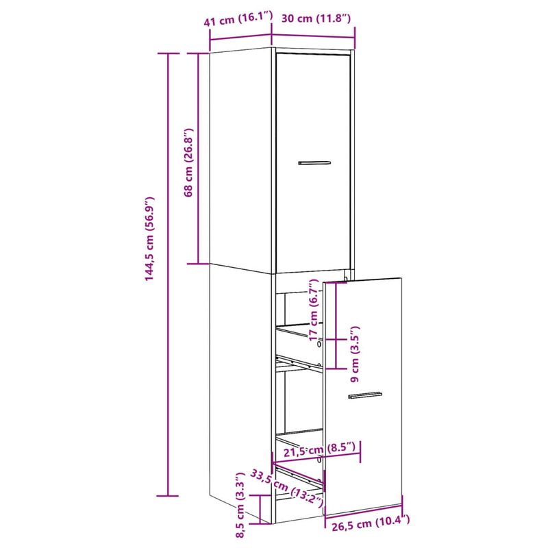 Casa si Gradina - Mobilier - Dulapuri si sifoniere - Dulapuri - Dulap de farmacie, lemn vechi, 30x41x144,5 cm, lemn prelucrat - Infinity.ro