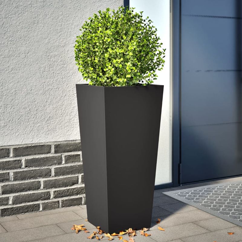 Casa si Gradina - Gradinarit si plante - Plante si ghivece - Ghivece si suporturi - Jardiniere de gradina, 2 buc., negru, 35x35x75 cm, otel - Infinity.ro