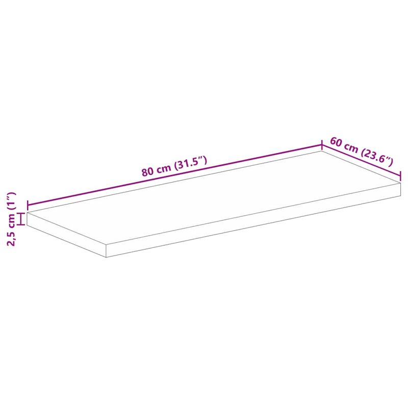 Casa si Gradina - Mobilier - Feronerie si accesorii mobila - Blat masa 80x60x2,5 cm lemn masiv dreptunghiular de mango, lemn de mango (finisaj stejar) - Infinity.ro