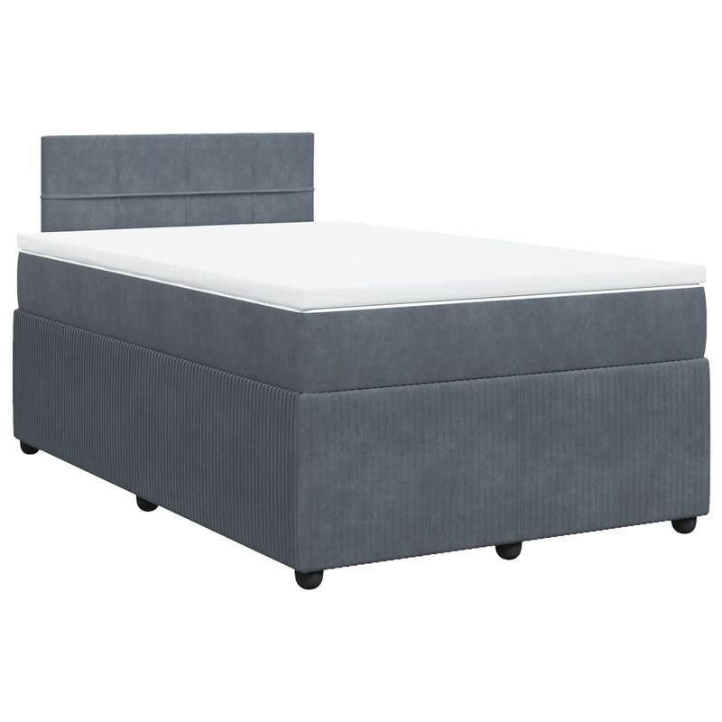Casa si Gradina - Mobilier - Paturi si accesorii - Paturi - Pat box spring cu saltea, gri inchis, 120x200 cm, catifea - Infinity.ro