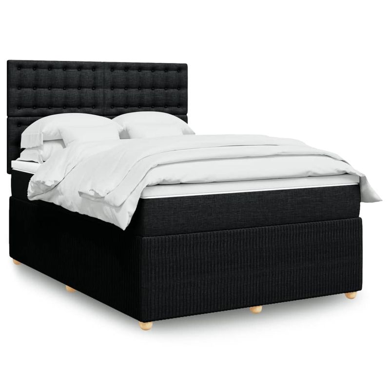 Casa si Gradina - Mobilier - Paturi si accesorii - Paturi - Pat box spring cu saltea, negru, 160x200 cm, textil - Infinity.ro