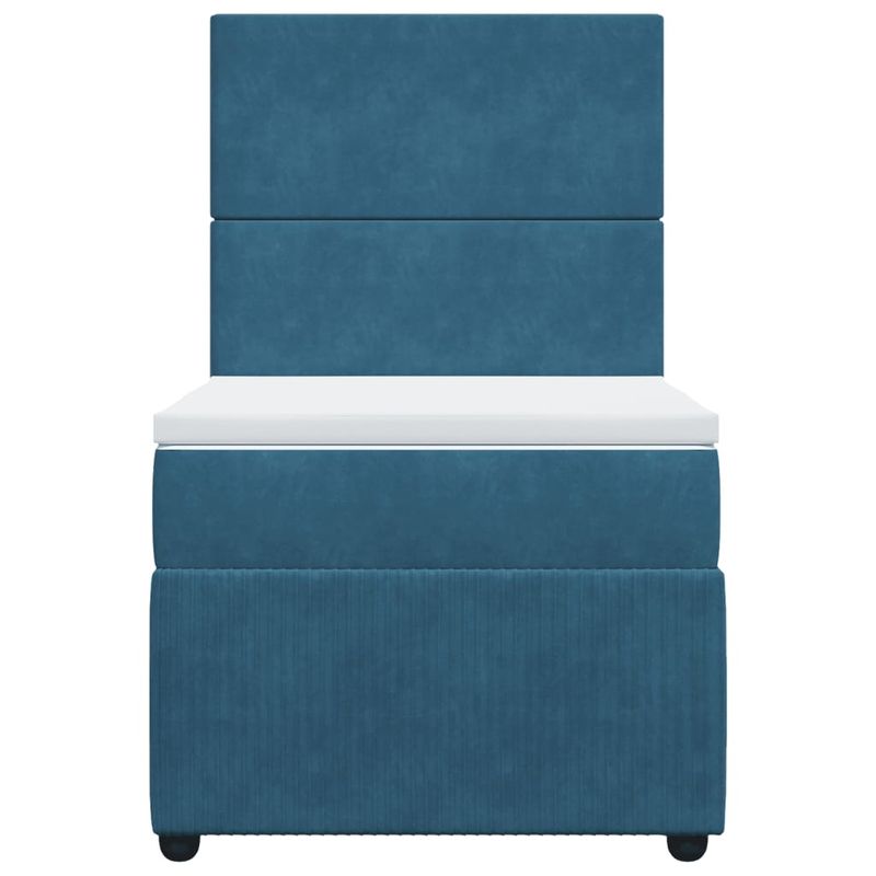Casa si Gradina - Mobilier - Paturi si accesorii - Paturi - Pat box spring cu saltea, albastru inchis, 90x200 cm, catifea - Infinity.ro