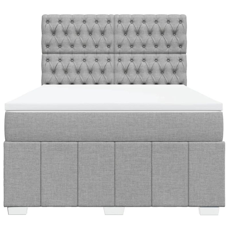 Casa si Gradina - Mobilier - Paturi si accesorii - Paturi - Pat continental cu saltea, gri deschis, 160x200 cm, textil - Infinity.ro
