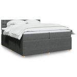 Casa si Gradina - Mobilier - Paturi si accesorii - Paturi - Pat box spring cu saltea, gri inchis, 200x200 cm, textil - Infinity.ro