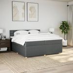 Casa si Gradina - Mobilier - Paturi si accesorii - Paturi - Pat box spring cu saltea, gri inchis, 200x200 cm, textil - Infinity.ro