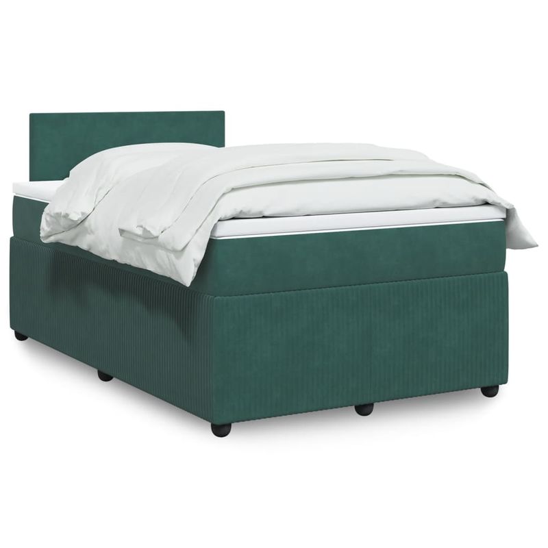 Casa si Gradina - Mobilier - Paturi si accesorii - Paturi - Pat box spring cu saltea, verde inchis, 120x200 cm, catifea - Infinity.ro