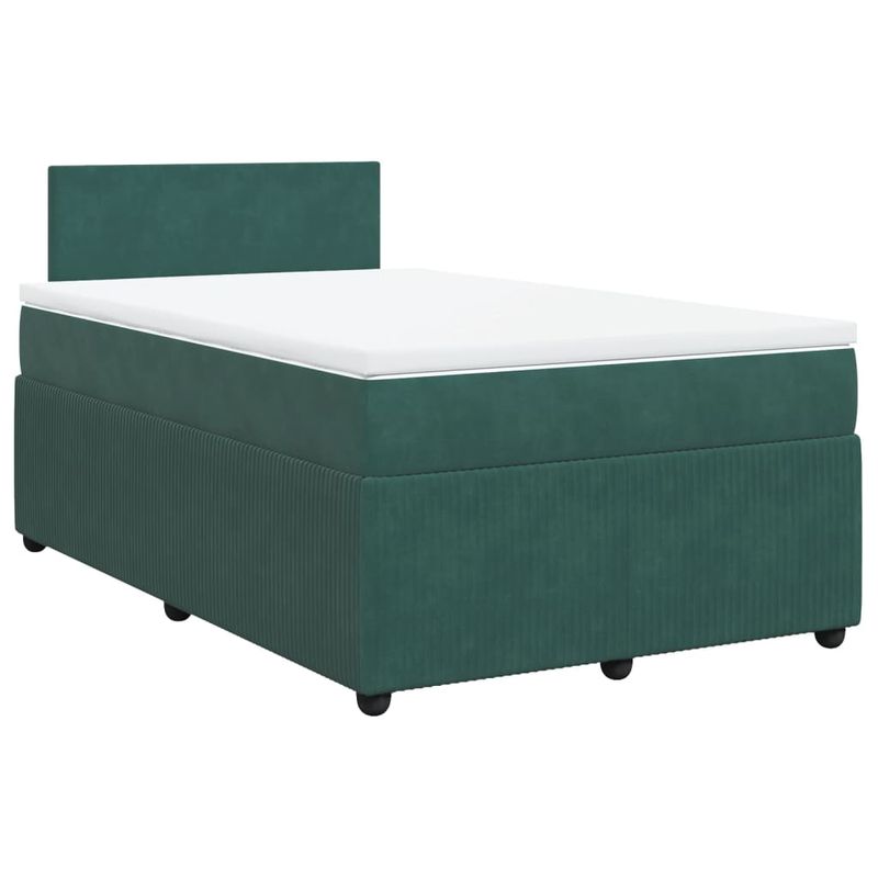 Casa si Gradina - Mobilier - Paturi si accesorii - Paturi - Pat box spring cu saltea, verde inchis, 120x200 cm, catifea - Infinity.ro