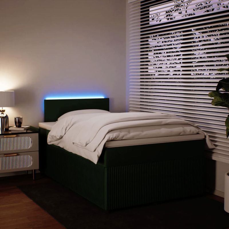 Casa si Gradina - Mobilier - Paturi si accesorii - Paturi - Pat box spring cu saltea, verde inchis, 120x200 cm, catifea - Infinity.ro
