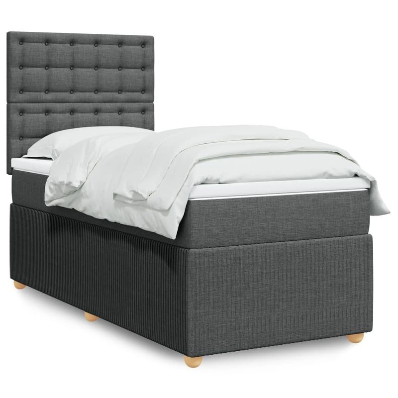 Casa si Gradina - Mobilier - Paturi si accesorii - Paturi - Pat box spring cu saltea, gri inchis, 80x200 cm, textil - Infinity.ro