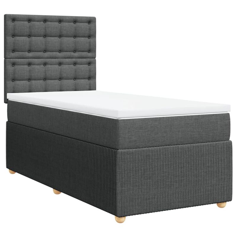 Casa si Gradina - Mobilier - Paturi si accesorii - Paturi - Pat box spring cu saltea, gri inchis, 80x200 cm, textil - Infinity.ro