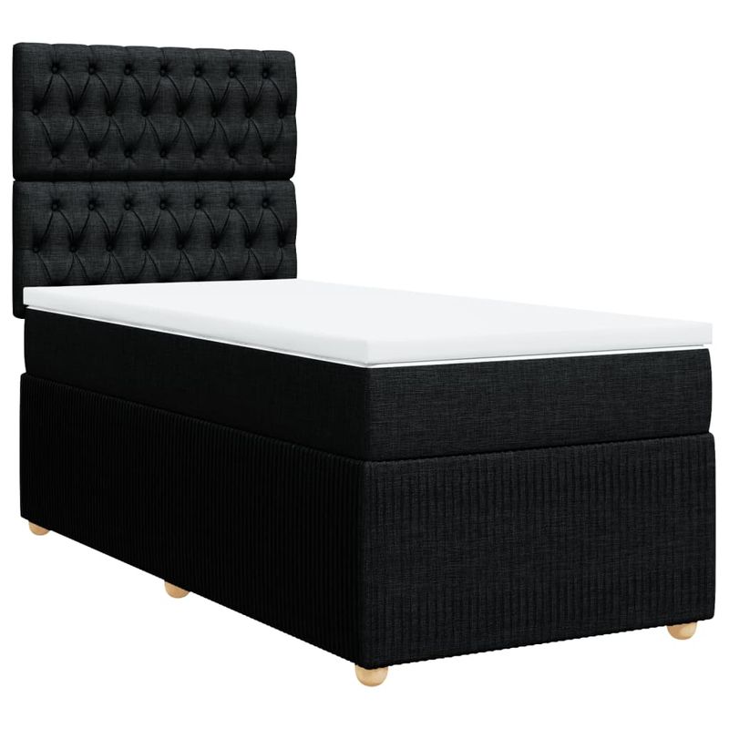 Casa si Gradina - Mobilier - Paturi si accesorii - Paturi - Pat box spring cu saltea, negru, 90x200 cm, textil - Infinity.ro