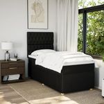 Casa si Gradina - Mobilier - Paturi si accesorii - Paturi - Pat box spring cu saltea, negru, 90x200 cm, textil - Infinity.ro
