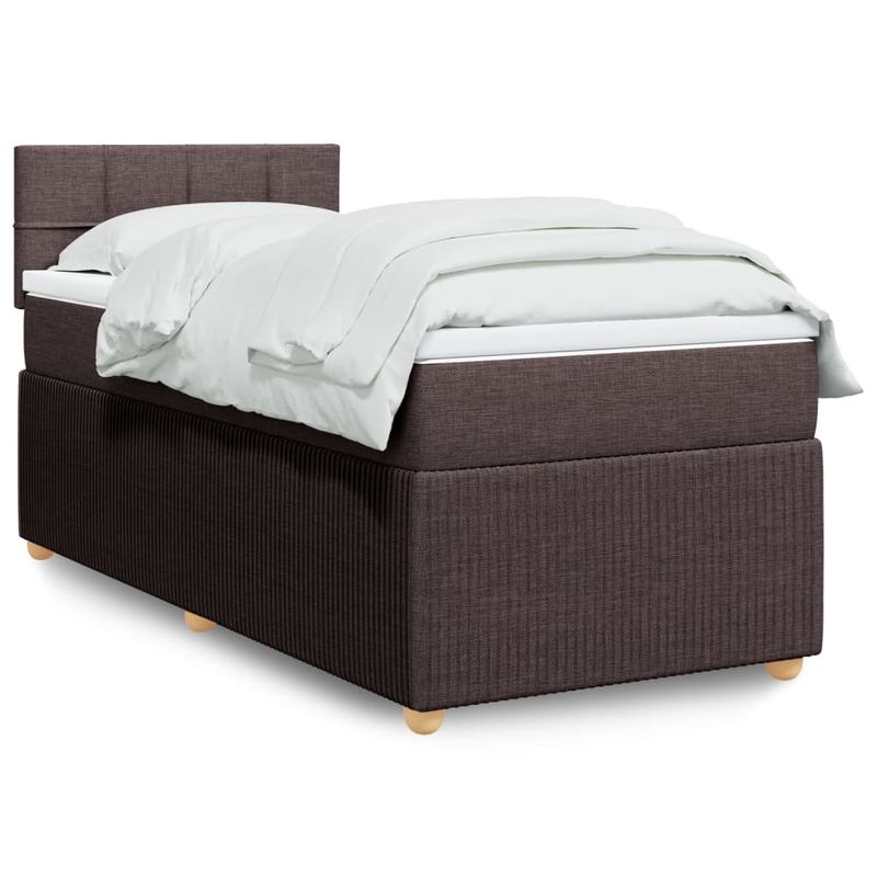 Casa si Gradina - Mobilier - Paturi si accesorii - Paturi - Pat box spring cu saltea, maro inchis, 100x200 cm, textil - Infinity.ro