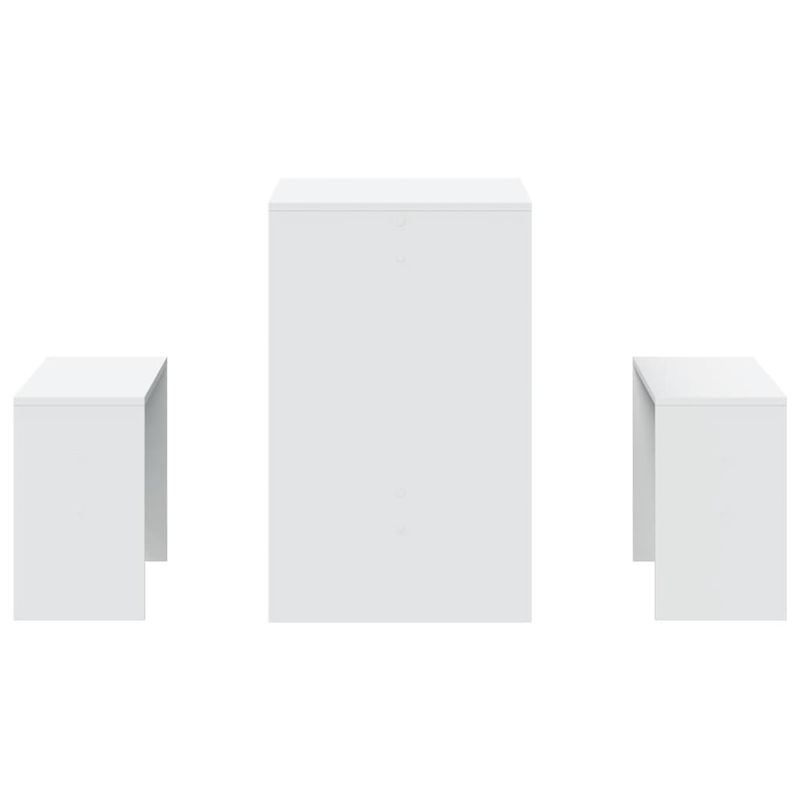 Casa si Gradina - Mobilier - Seturi de mobilier - Seturi bucatarie - Set masa și banci de bucatarie, 3 piese, alb, lemn prelucrat - Infinity.ro