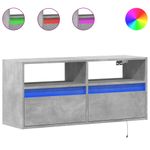 Casa si Gradina - Mobilier - Comode si corpuri - Comode - Comoda TV de perete cu lumini LED, gri beton, 100x31x45 cm - Infinity.ro