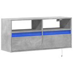Casa si Gradina - Mobilier - Comode si corpuri - Comode - Comoda TV de perete cu lumini LED, gri beton, 100x31x45 cm - Infinity.ro