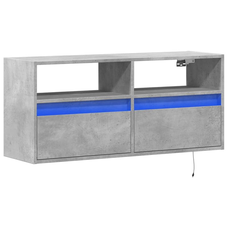 Casa si Gradina - Mobilier - Comode si corpuri - Comode - Comoda TV de perete cu lumini LED, gri beton, 100x31x45 cm - Infinity.ro