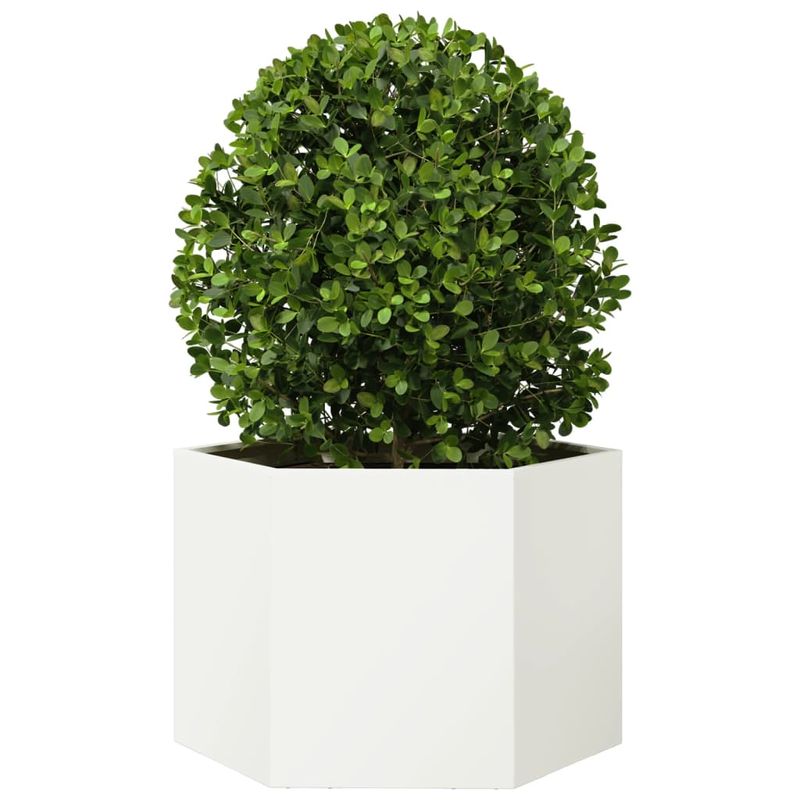 Casa si Gradina - Gradinarit si plante - Plante si ghivece - Ghivece si suporturi - Jardiniera de gradina alb 69x60x45 cm otel hexagonal - Infinity.ro