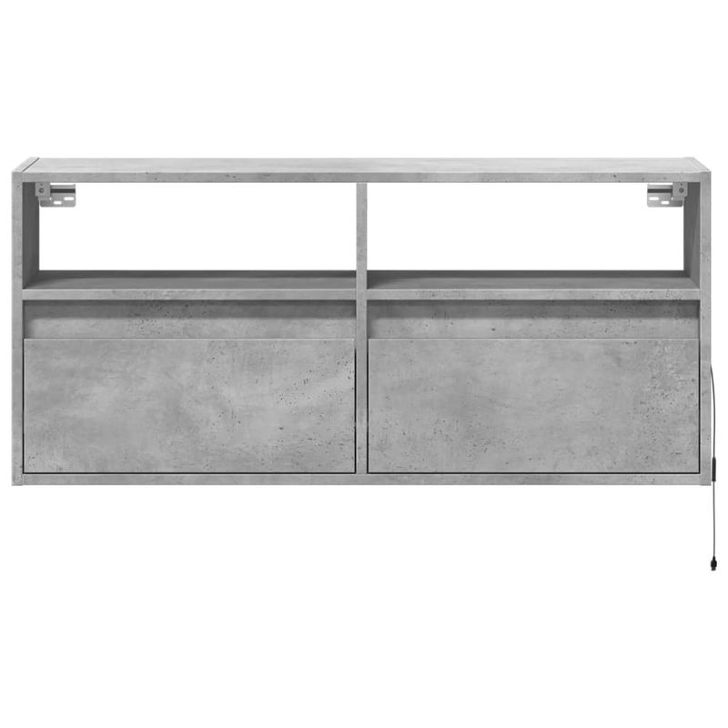 Casa si Gradina - Mobilier - Comode si corpuri - Comode - Comoda TV de perete cu lumini LED, gri beton, 100x31x45 cm - Infinity.ro