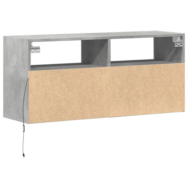 Casa si Gradina - Mobilier - Comode si corpuri - Comode - Comoda TV de perete cu lumini LED, gri beton, 100x31x45 cm - Infinity.ro