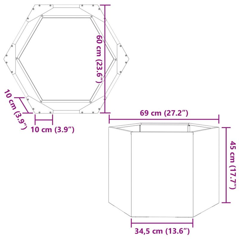 Casa si Gradina - Gradinarit si plante - Plante si ghivece - Ghivece si suporturi - Jardiniera de gradina alb 69x60x45 cm otel hexagonal - Infinity.ro
