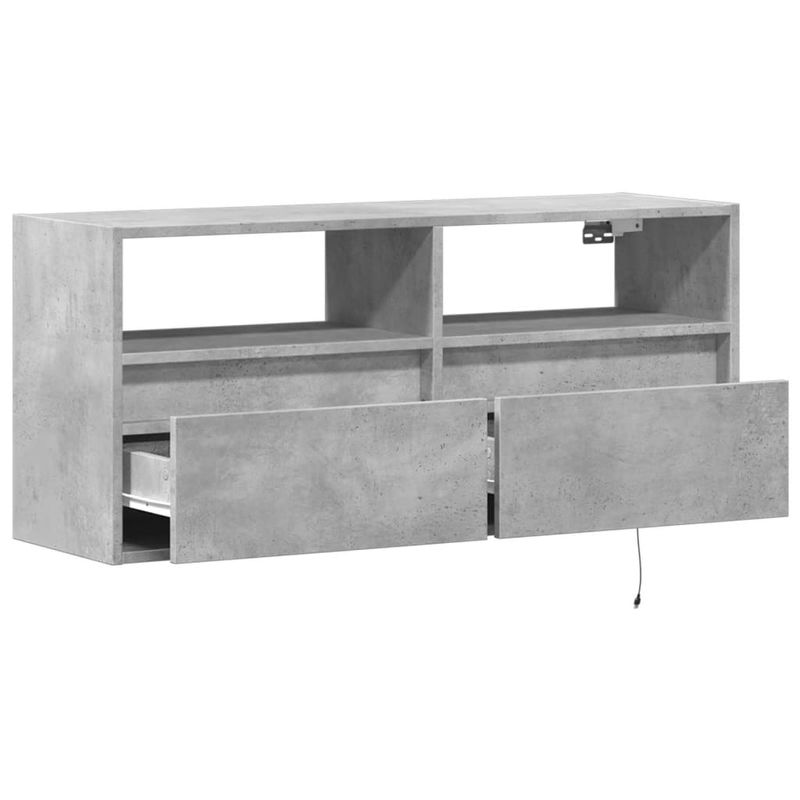 Casa si Gradina - Mobilier - Comode si corpuri - Comode - Comoda TV de perete cu lumini LED, gri beton, 100x31x45 cm - Infinity.ro