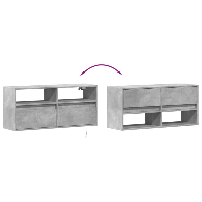 Casa si Gradina - Mobilier - Comode si corpuri - Comode - Comoda TV de perete cu lumini LED, gri beton, 100x31x45 cm - Infinity.ro