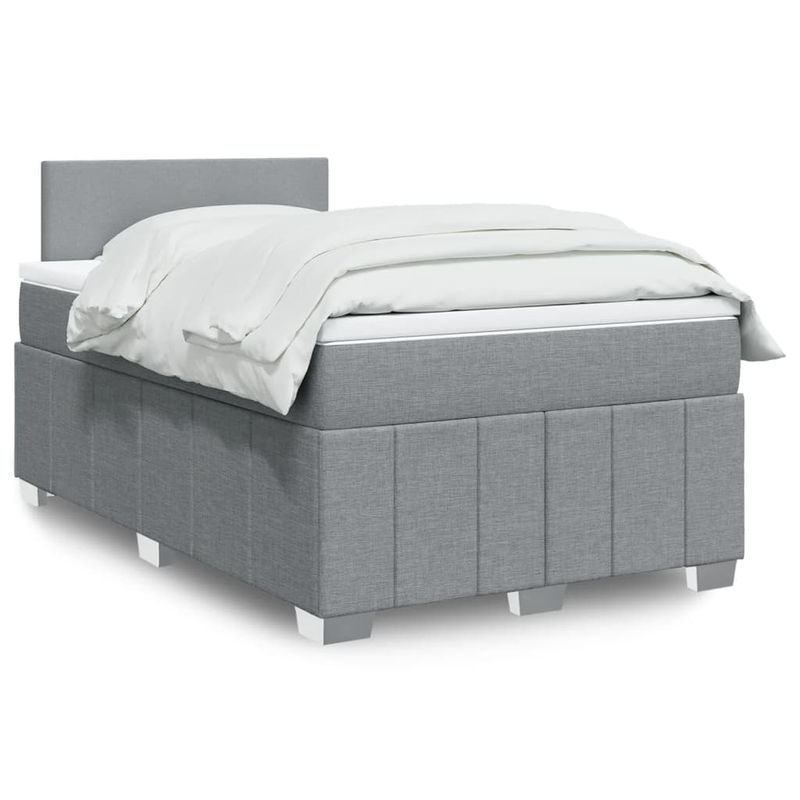 Casa si Gradina - Mobilier - Paturi si accesorii - Paturi - Pat continental cu saltea, gri deschis, 120x200 cm, textil - Infinity.ro