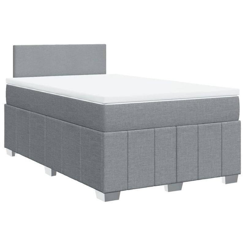 Casa si Gradina - Mobilier - Paturi si accesorii - Paturi - Pat continental cu saltea, gri deschis, 120x200 cm, textil - Infinity.ro
