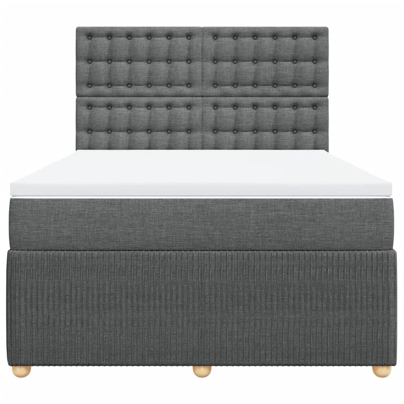 Casa si Gradina - Mobilier - Paturi si accesorii - Paturi - Pat box spring cu saltea, gri inchis, 140x200 cm, textil - Infinity.ro