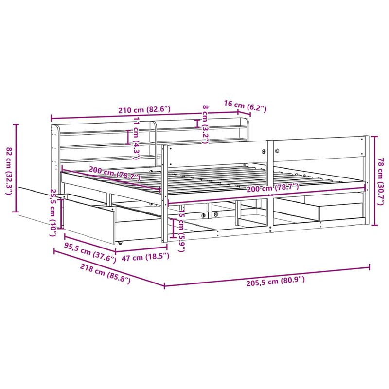 Casa si Gradina - Mobilier - Paturi si accesorii - Paturi - Cadru de pat fara saltea, 200x200 cm, lemn masiv pin - Infinity.ro