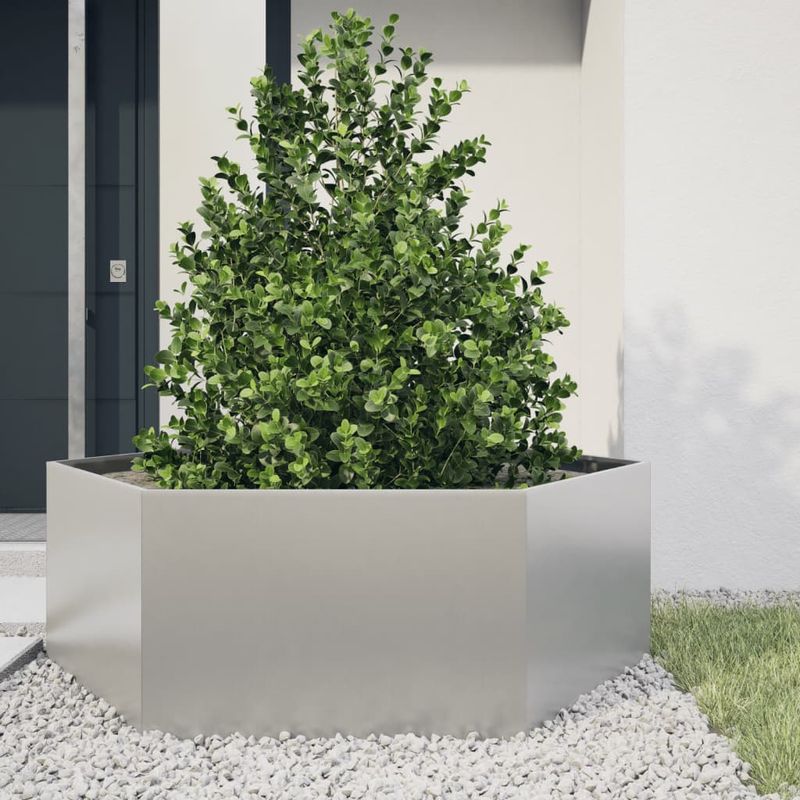 Casa si Gradina - Gradinarit si plante - Plante si ghivece - Ghivece si suporturi - Jardiniera de gradina 138x120x45 cm otel inoxidabil hexagonal - Infinity.ro