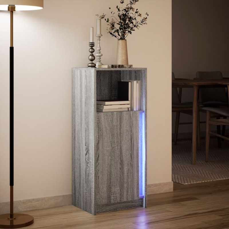 Casa si Gradina - Mobilier - Comode si corpuri - Comode - Dulap cu LED, gri sonoma, 42,5x34x100 cm, lemn prelucrat - Infinity.ro