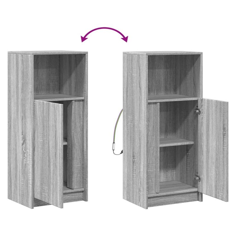 Casa si Gradina - Mobilier - Comode si corpuri - Comode - Dulap cu LED, gri sonoma, 42,5x34x100 cm, lemn prelucrat - Infinity.ro