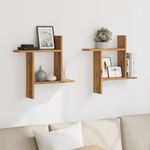 Casa si Gradina - Mobilier - Biblioteci si rafturi - Rafturi - Rafturi perete 2buc. stejar artizanal 50x12x50cm lemn prelucrat - Infinity.ro