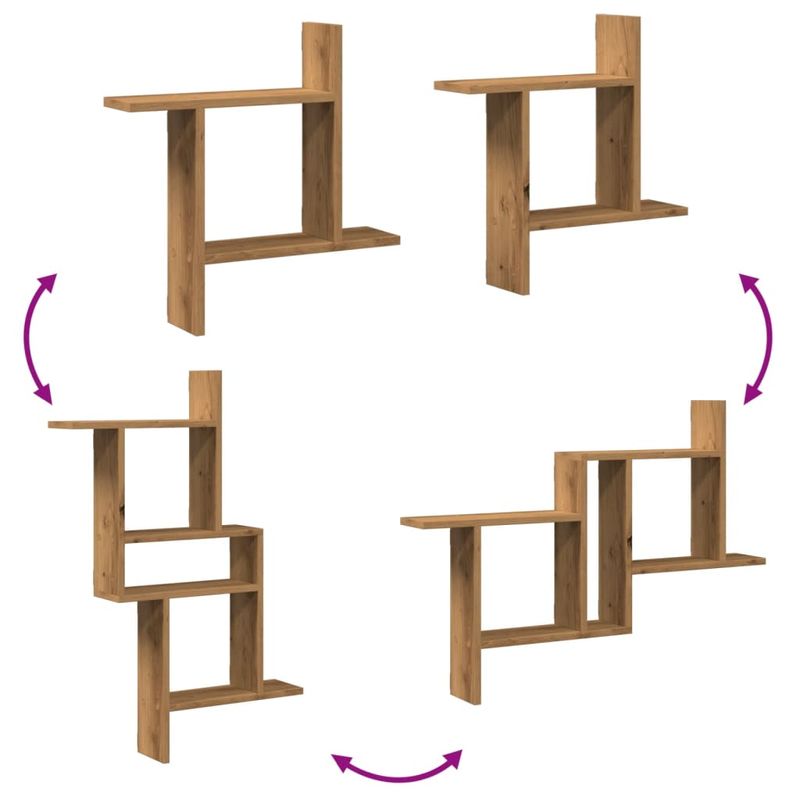 Casa si Gradina - Mobilier - Biblioteci si rafturi - Rafturi - Rafturi perete 2buc. stejar artizanal 50x12x50cm lemn prelucrat - Infinity.ro