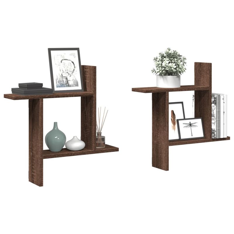 Casa si Gradina - Mobilier - Biblioteci si rafturi - Rafturi - Rafturi de perete 2 buc. stejar maro 50x12x50 cm lemn prelucrat - Infinity.ro