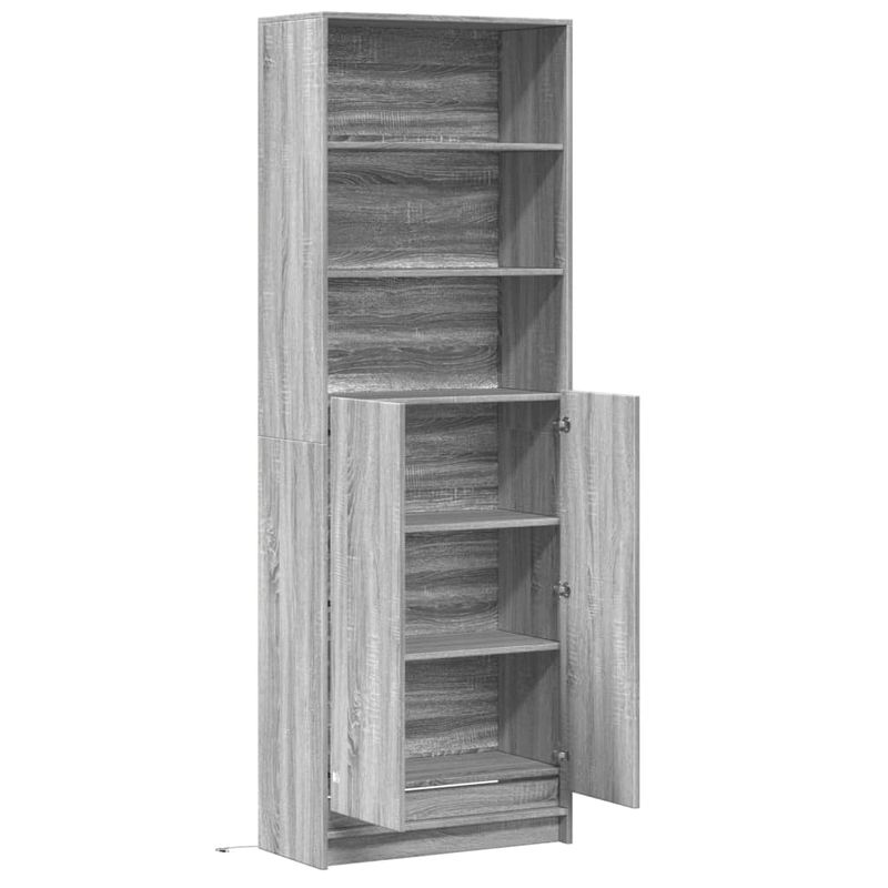 Casa si Gradina - Mobilier - Comode si corpuri - Corpuri bucatarie - Dulap inalt cu LED gri sonoma 69x32,5x200 cm lemn prelucrat - Infinity.ro