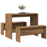 Casa si Gradina - Mobilier - Seturi de mobilier - Seturi bucatarie - Set masa si banci de bucatarie, 3 piese, stejar artizanal, lemn - Infinity.ro