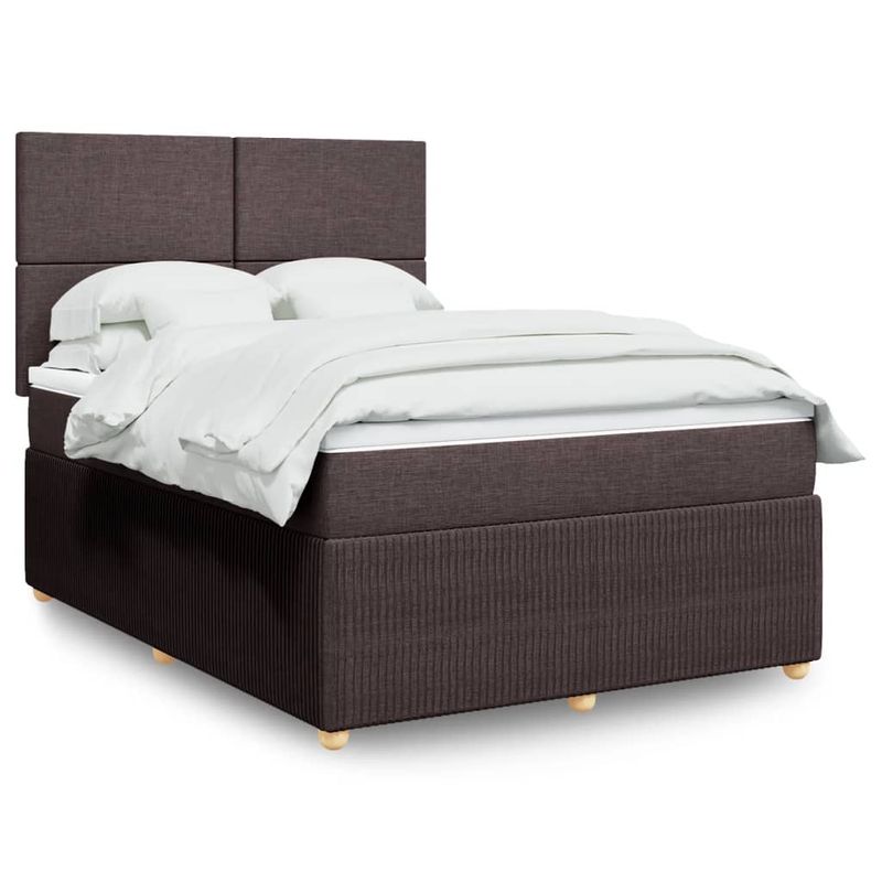 Casa si Gradina - Mobilier - Paturi si accesorii - Paturi - Pat continental cu saltea, maro inchis, 140x200 cm, textil - Infinity.ro
