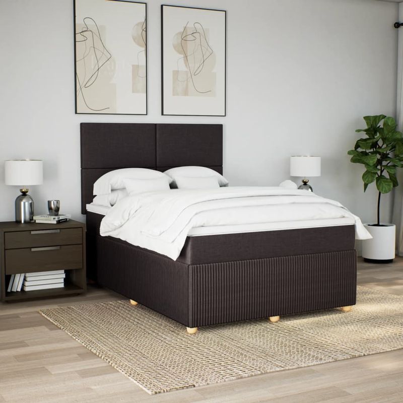 Casa si Gradina - Mobilier - Paturi si accesorii - Paturi - Pat continental cu saltea, maro inchis, 140x200 cm, textil - Infinity.ro