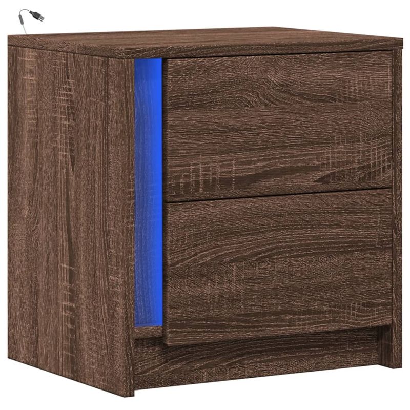 Casa si Gradina - Mobilier - Comode si corpuri - Noptiere - Noptiera cu lumini LED, stejar maro, lemn prelucrat - Infinity.ro